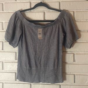 Loft striped off the shoulder sweater top